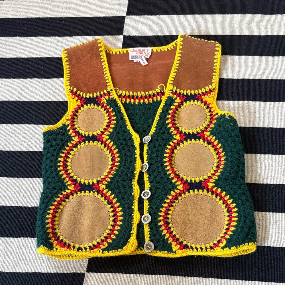 Vintage Multicolor Crochet Vest